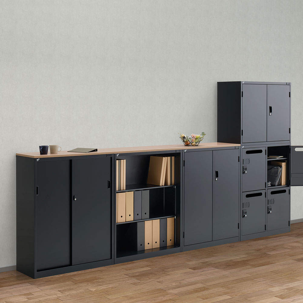 生興 ALZシリーズ オープン書庫 ブラック W880xD380×H1110mm ALZK-K34