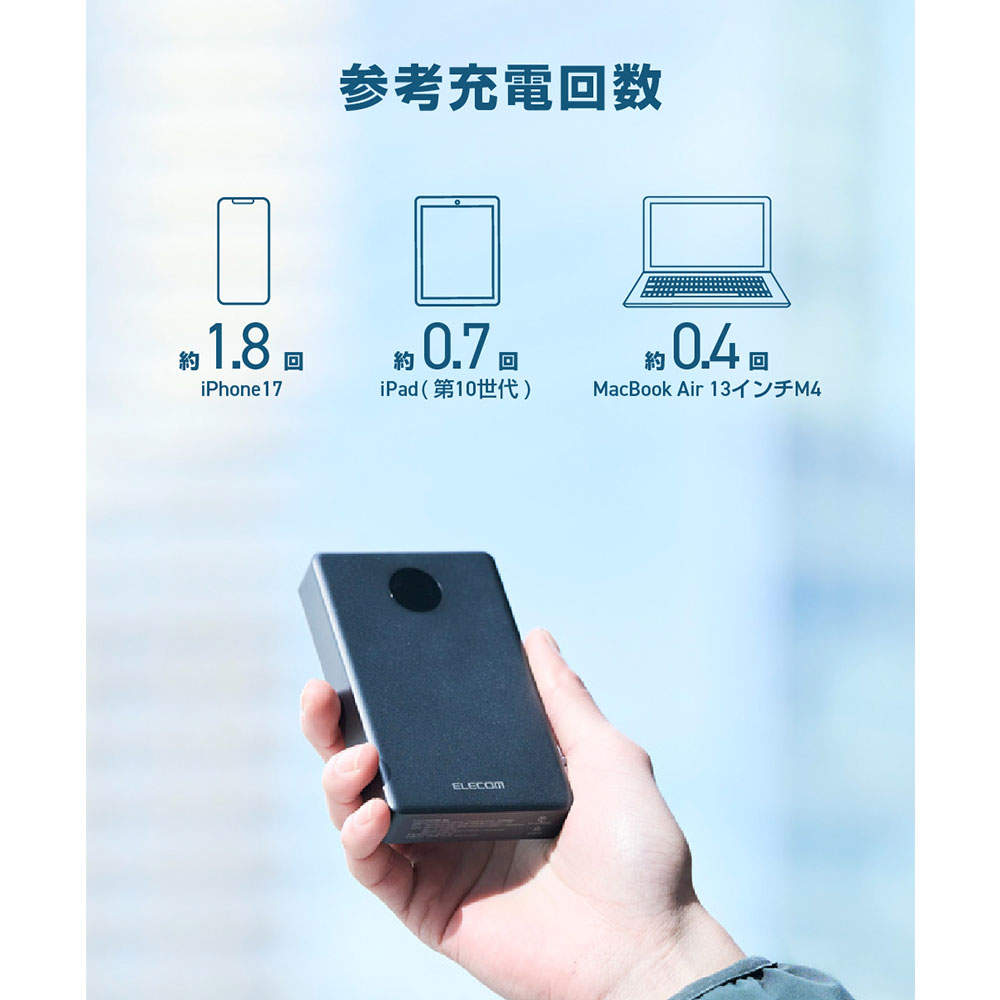 エレコム モバイルバッテリー 半固体 10000mAh 35W Type-C 2ポート USB-A 1ポート PSE認証 EC-C61MN