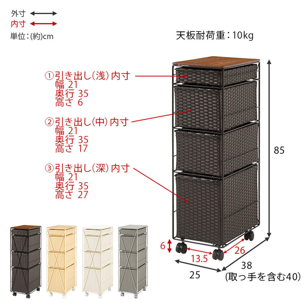 萩原 ランドリーチェスト ホワイト RAN-2464WH