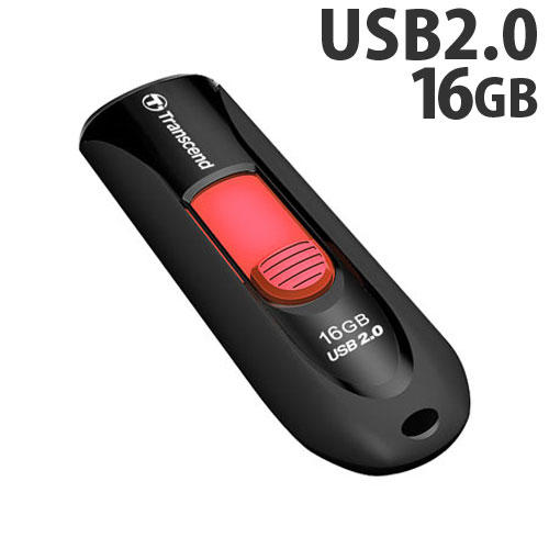 トランセンド USBフラッシュメモリ USBメモリ USB 2.0 16GB スライド式 ブラック TS16GJF590K: