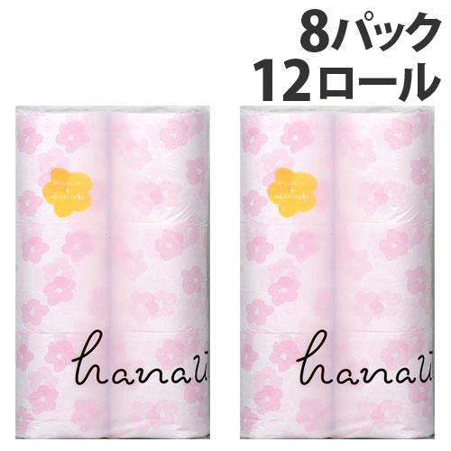 西日本衛材 トイレットペーパー hanauta プリント うたうさくらの香り ダブル 12ロール 8パック: