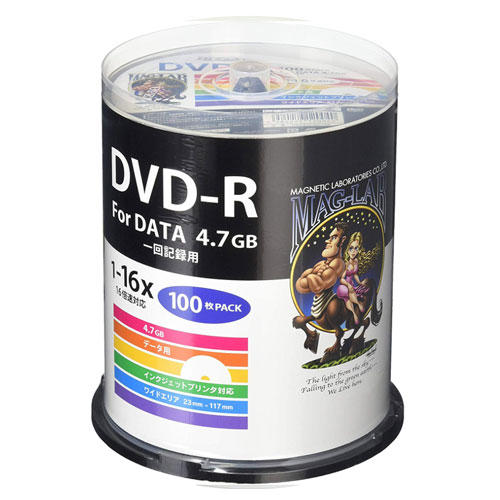 磁気研究所 ハイディスク DVD-R データ用 16倍速対応 4.7GB 100枚入 HDDR47JNP100: