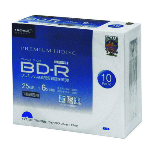 磁気研究所 ハイディスク BD-R 映像用 6倍速対応 25GB 10枚入 HDVBR25RP10SC: