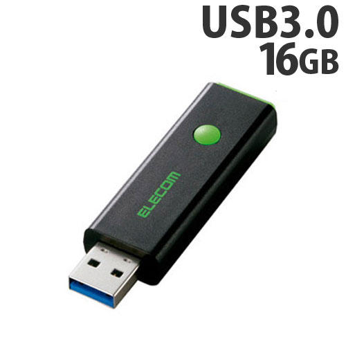エレコム USBフラッシュメモリ USBメモリ USB3.0 Windows/Mac対応 ストラップホール付 16GB ノック式キャップレス グリーン MF-PSU316GGN: