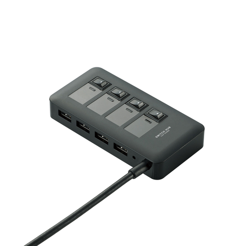 エレコム USBハブ セルフパワー/バスパワー両対応 個別電源スイッチ付 USB3.0対応 マグネット付 4ポート ACアダプタ付 ブラック U3H-S409SBK: