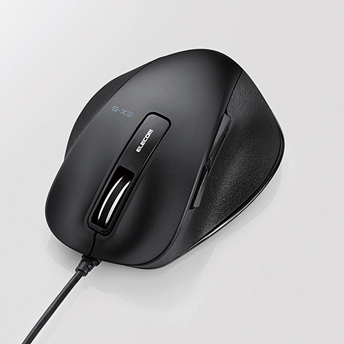 エレコム 有線マウス 握りの極み USB接続 BlueLEDマウス Sサイズ 5ボタン ブラック M-XGS10UBBK: