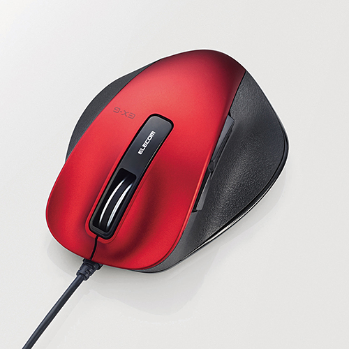 エレコム 有線マウス 握りの極み USB接続 BlueLEDマウス Sサイズ 5ボタン レッド M-XGS10UBRD: