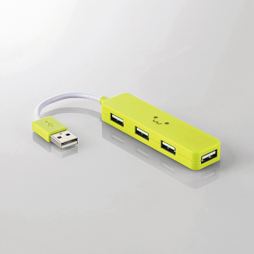 エレコム USBハブ USB2.0 コンパクトタイプ バスパワー 4ポート グリーン U2H-SN4NBF3GN: