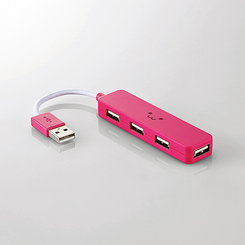 エレコム USBハブ USB2.0 コンパクトタイプ バスパワー 4ポート ピンク U2H-SN4NBF4PN: