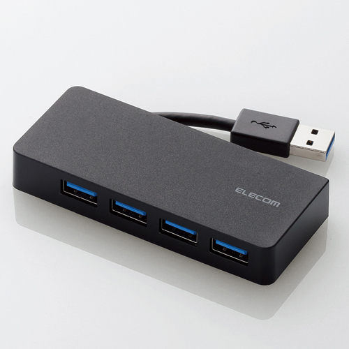 エレコム USBハブ バスパワー USB3.0対応 ケーブル収納タイプ 4ポート ブラック U3H-K417BBK: