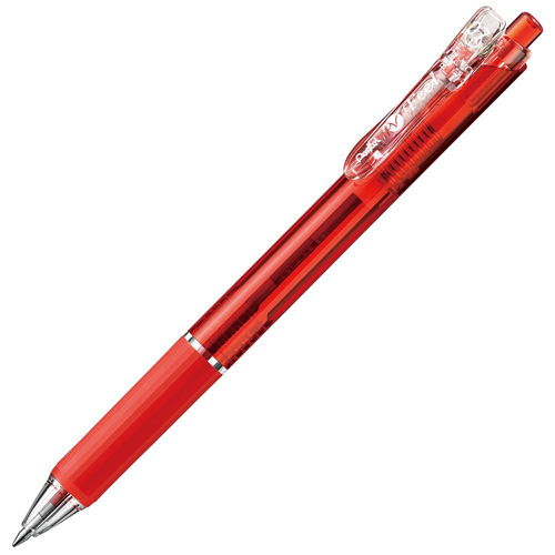 ぺんてる 油性ボールペン ビクーニャ フィール 0.7mm 軸色クリアレッド 赤 BXB117-B: