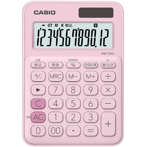 カシオ計算機 カラフル電卓(12桁) ペールピンク MW-C20C-PK-N: