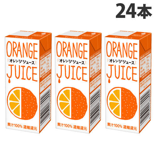 【賞味期限:24.12.11】物産フードマテリアル オレンジジュース 100％ 200ml×24本: