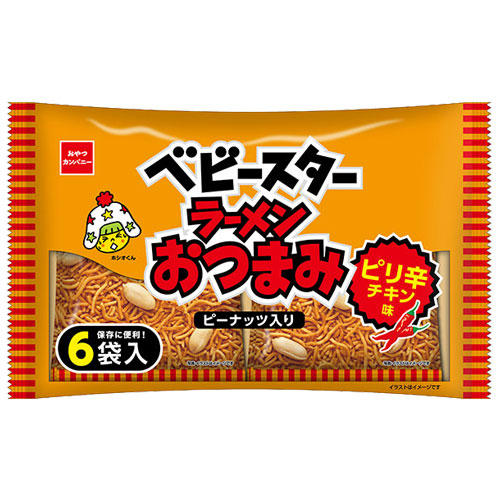 【賞味期限:25.03.22】おやつカンパニー ベビースター ラーメンおつまみ ピリ辛チキン味 6袋入: