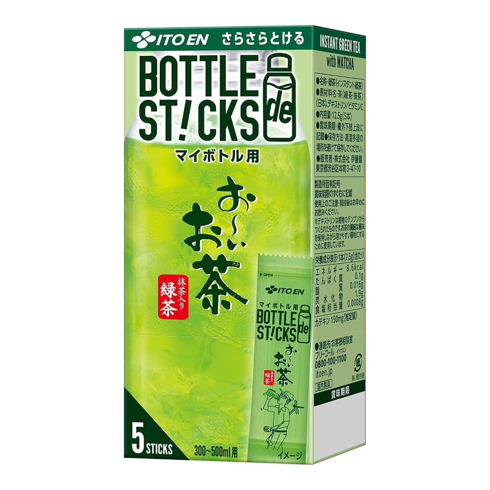 賞味期限:27.02.28 伊藤園 さらさらとける BOTTLE de STICKS おーいお茶 抹茶入り緑茶 5本入: