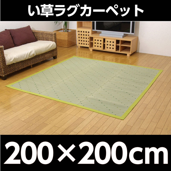 イケヒコ DXミルキー い草ラグカーペット 約200×200cm グリーン: