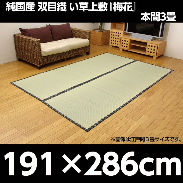 イケヒコ 純国産 糸引織 い草上敷 『梅花』 本間3畳(約191×286cm):