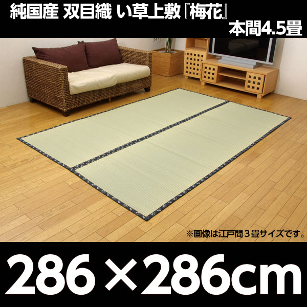 イケヒコ 純国産 糸引織 い草上敷 『梅花』 本間4.5畳(約286×286cm):