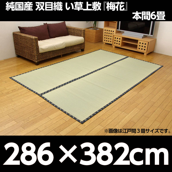 イケヒコ 純国産 糸引織 い草上敷 『梅花』 本間6畳(約286×382cm):