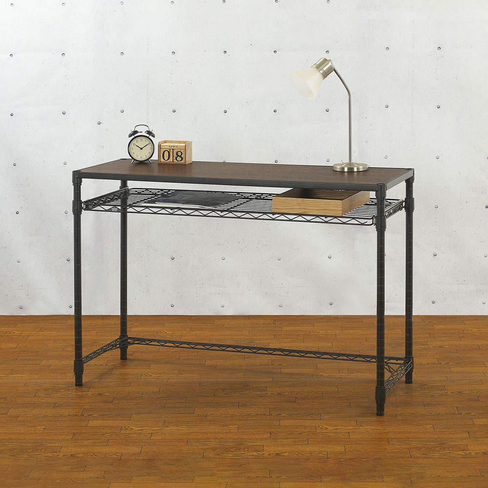 ルミナス ノワール デスク 引き出し付 幅111cm ブラック 黒 防錆 艶なし NO1175-HD: