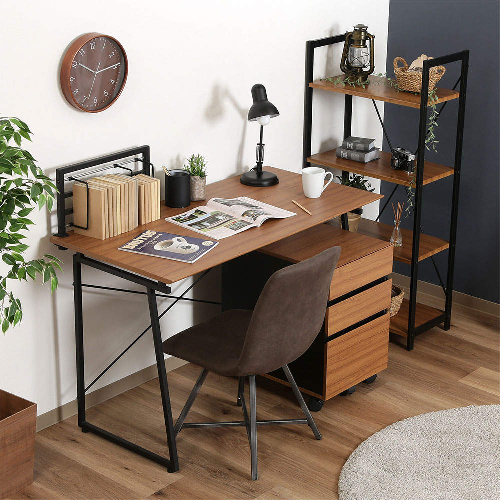 不二貿易 ワークデスク 幅120cm SMART 本棚付 94897: