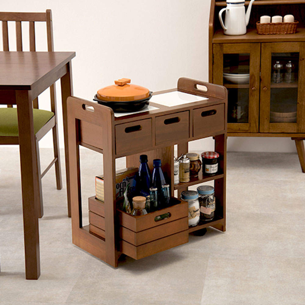 萩原 キッチンワゴン ブラウン MUD-6410BR: