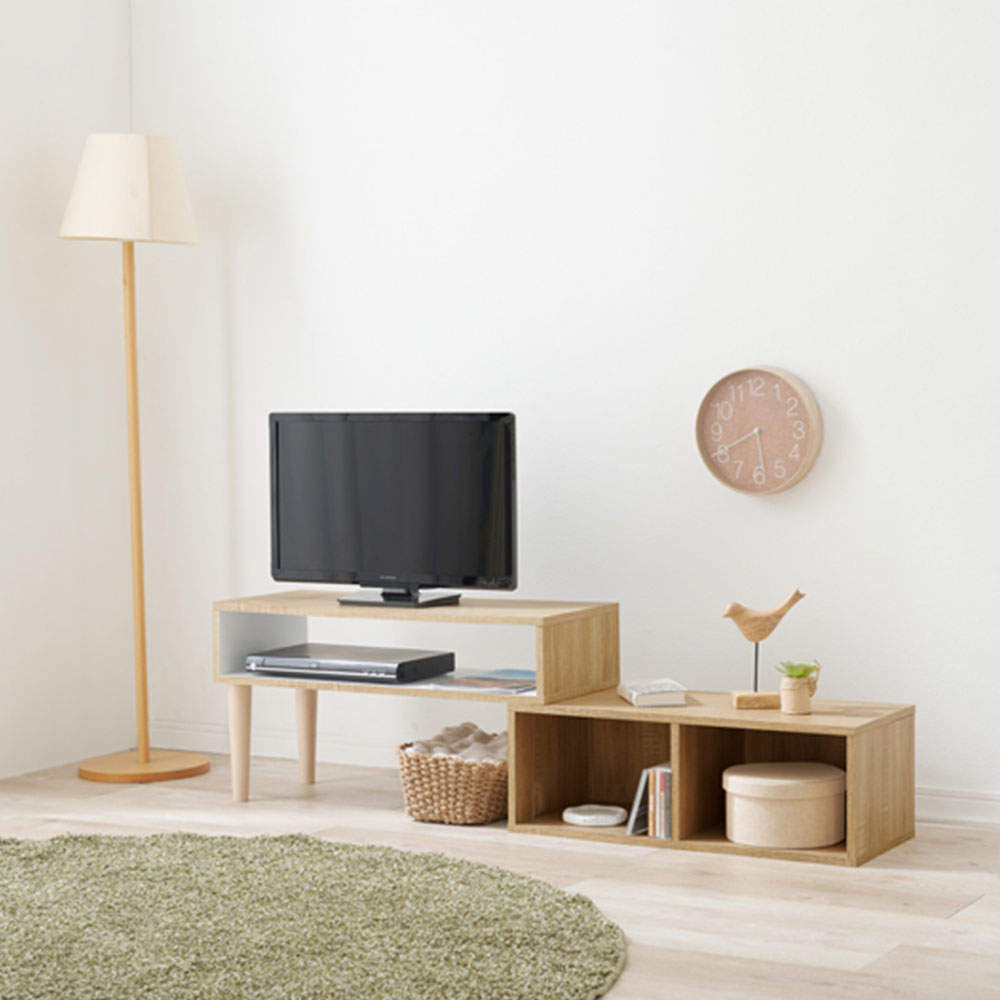 萩原 伸縮式TV台 ナチュラル/ホワイト VTV-7260NA: