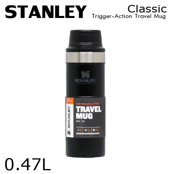 STANLEY スタンレー Classic Trigger-Action Travel Mug クラシック 真空ワンハンドマグ マットブラック 0.47L 16oz: