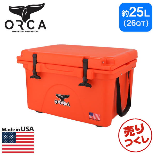 【売りつくし】ORCA オルカ クーラーボックス Cooler クーラー Blaze Orange ブレイズオレンジ 26QT 25L: