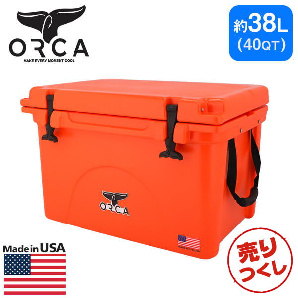 【売りつくし】ORCA オルカ クーラーボックス Cooler クーラー Blaze Orange ブレイズオレンジ 40QT 38L: