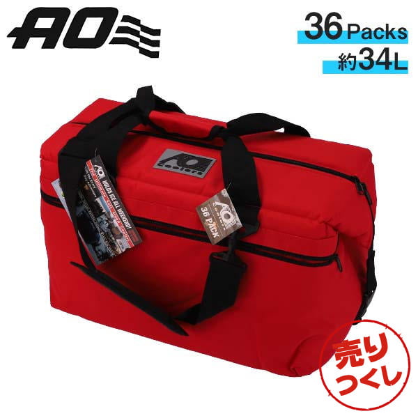 【売りつくし】AO Coolers エーオークーラーズ 保冷バッグ 36Pack Canvas Soft Cooler 36パック キャンバス ソフト クーラー Red レッド 34L: