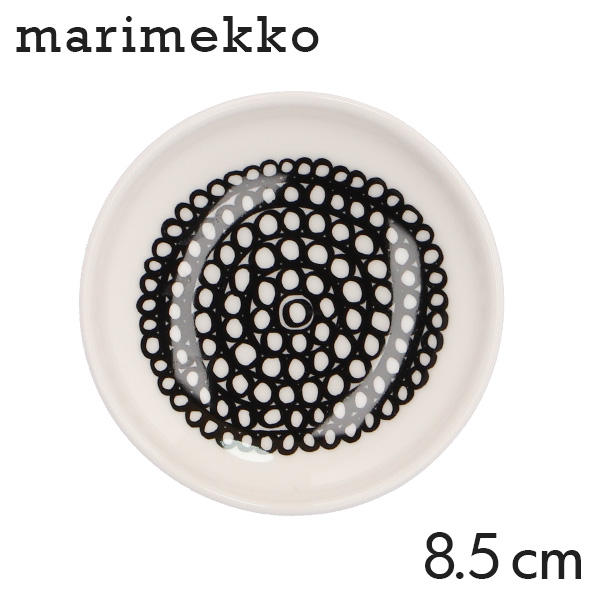 Marimekko マリメッコ Siirtolapuutarha シイルトラプータルハ お皿 プレート 8.5cm ホワイト×ブラック:
