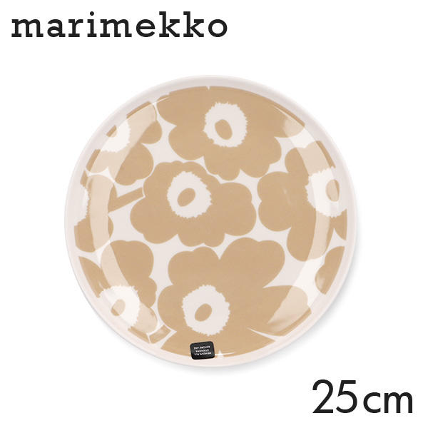 Marimekko マリメッコ Unikko ウニッコ お皿 プレート 25cm ホワイト×ベージュ: