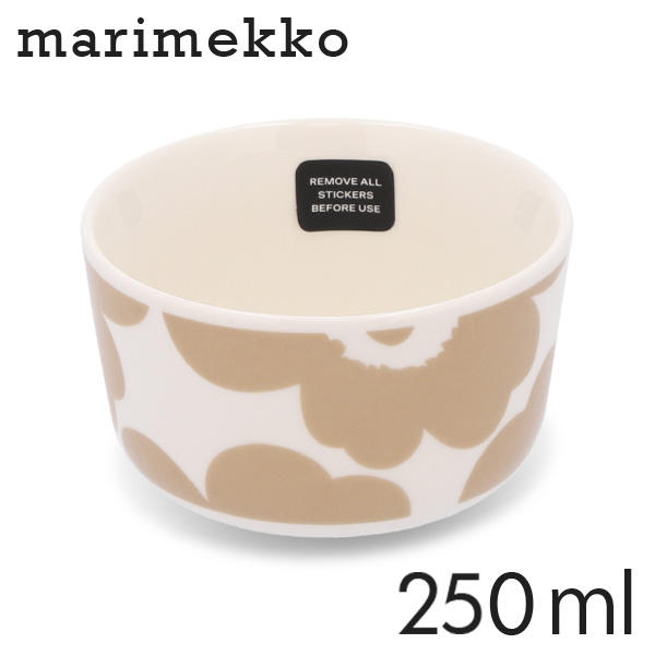 Marimekko マリメッコ Unikko ウニッコ お皿 ボウル 250ml ホワイト×ベージュ: