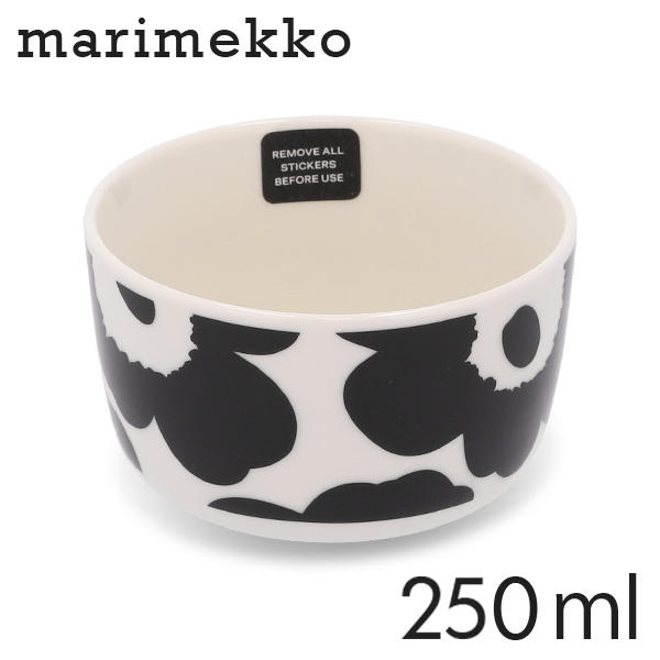 Marimekko マリメッコ Unikko ウニッコ お皿 ボウル 250ml ホワイト×ブラック: