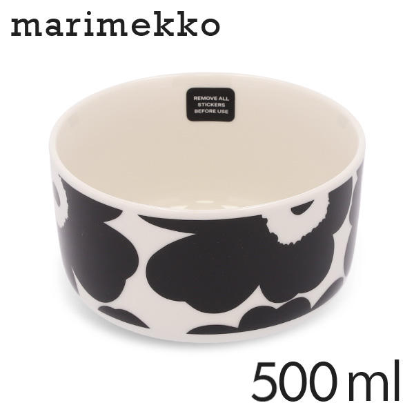 Marimekko マリメッコ Unikko ウニッコ お皿 ボウル 500ml ホワイト×ブラック: