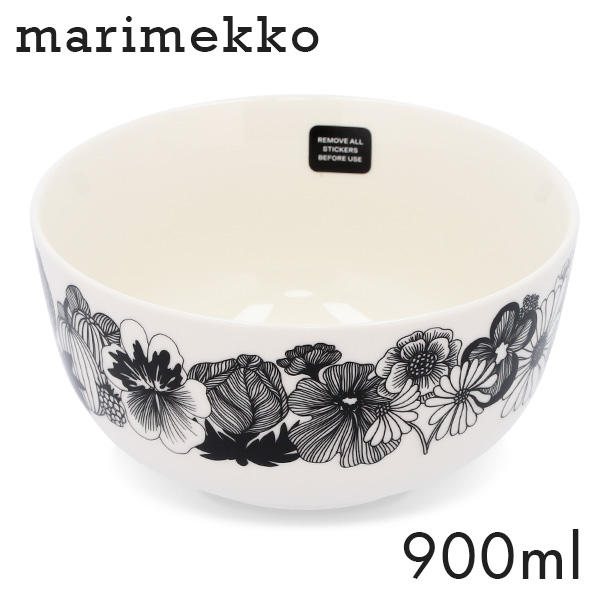 Marimekko マリメッコ Siirtolapuutarha シイルトラプータルハ お皿 ボウル 900ml ホワイト×ブラック: