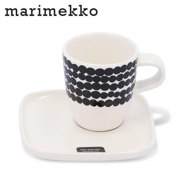 Marimekko マリメッコ Siirtolapuutarha シイルトラプータルハ エスプレッソカップ＆ソーサーセット カップ ソーサー ホワイト×ブラック: