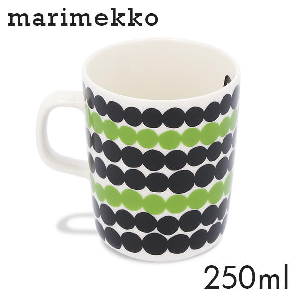 Marimekko マリメッコ Rasymatto ラシィマット マグ マグカップ 250ml ホワイト×ブラック×グリーン: