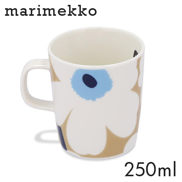 Marimekko マリメッコ Unikko ウニッコ マグ マグカップ 250ml ベージュ×ホワイト×ブルー: