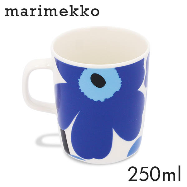 Marimekko マリメッコ Unikko ウニッコ マグ マグカップ 250ml ホワイト×ブルー: