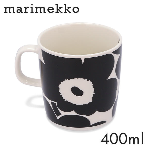 Marimekko マリメッコ Unikko ウニッコ マグ マグカップ 400ml ホワイト×ブラック: