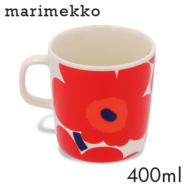 Marimekko マリメッコ Unikko ウニッコ マグ マグカップ 400ml ホワイト×レッド: