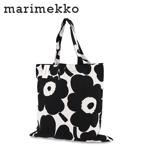 Marimekko マリメッコ Unikko ウニッコ バッグ 鞄 トートバッグ 44×43cm ホワイト×ブラック:
