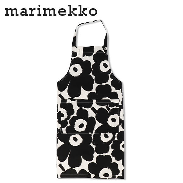 Marimekko マリメッコ Unikko ウニッコ エプロン ホワイト×ブラック: