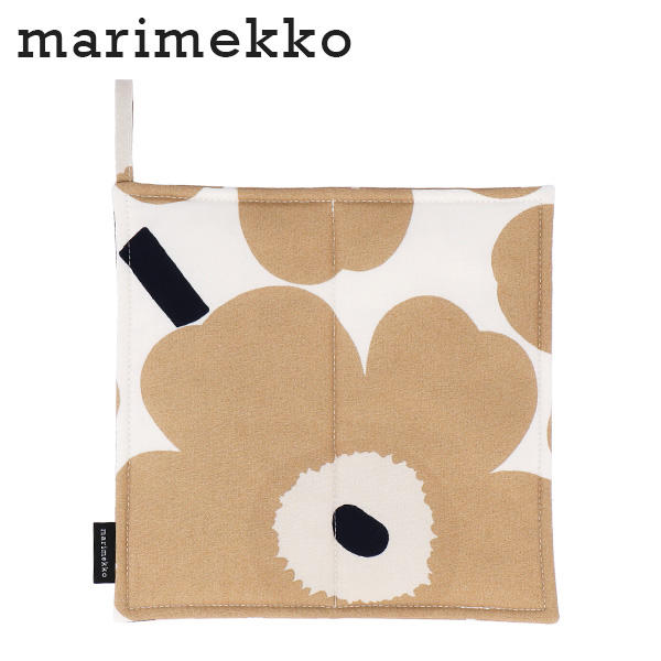 Marimekko マリメッコ Unikko ウニッコ 鍋敷き ポットホルダー ホワイト×ベージュ: