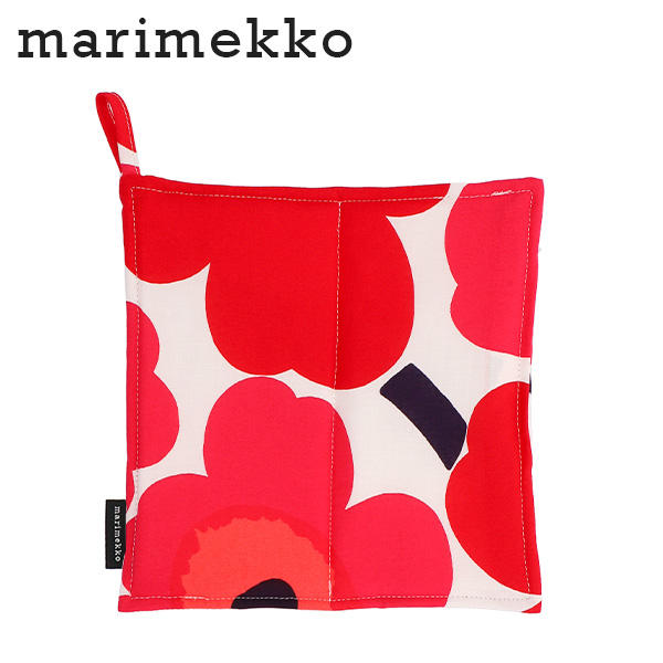 Marimekko マリメッコ Unikko ウニッコ 鍋敷き ポットホルダー ホワイト×レッド: