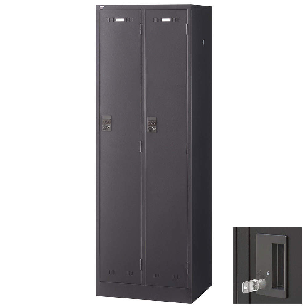 生興 SLDKロッカー 2人用 内筒交換錠 W608×D515×H1790mm ブラック SLDK-2-T:
