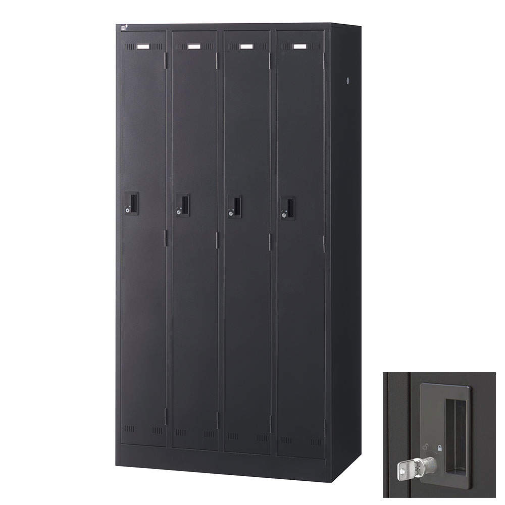 生興 SLDKロッカー 4人用 内筒交換錠 W900×D515×H1790mm ブラック SLDK-4-T: