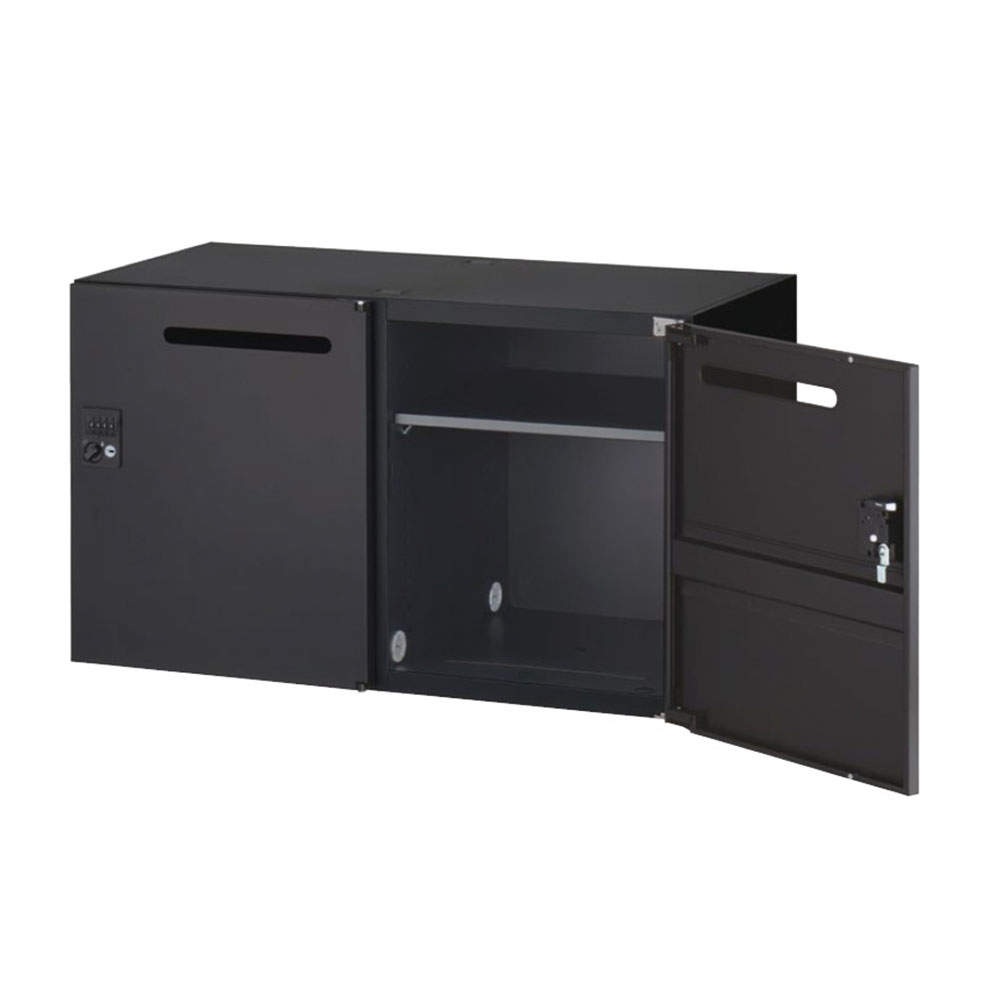 生興 クウォール 2人用メールボックス ダイヤル錠 上下兼用 W900×D450×H525mm ブラック RK45-N205P-D3: